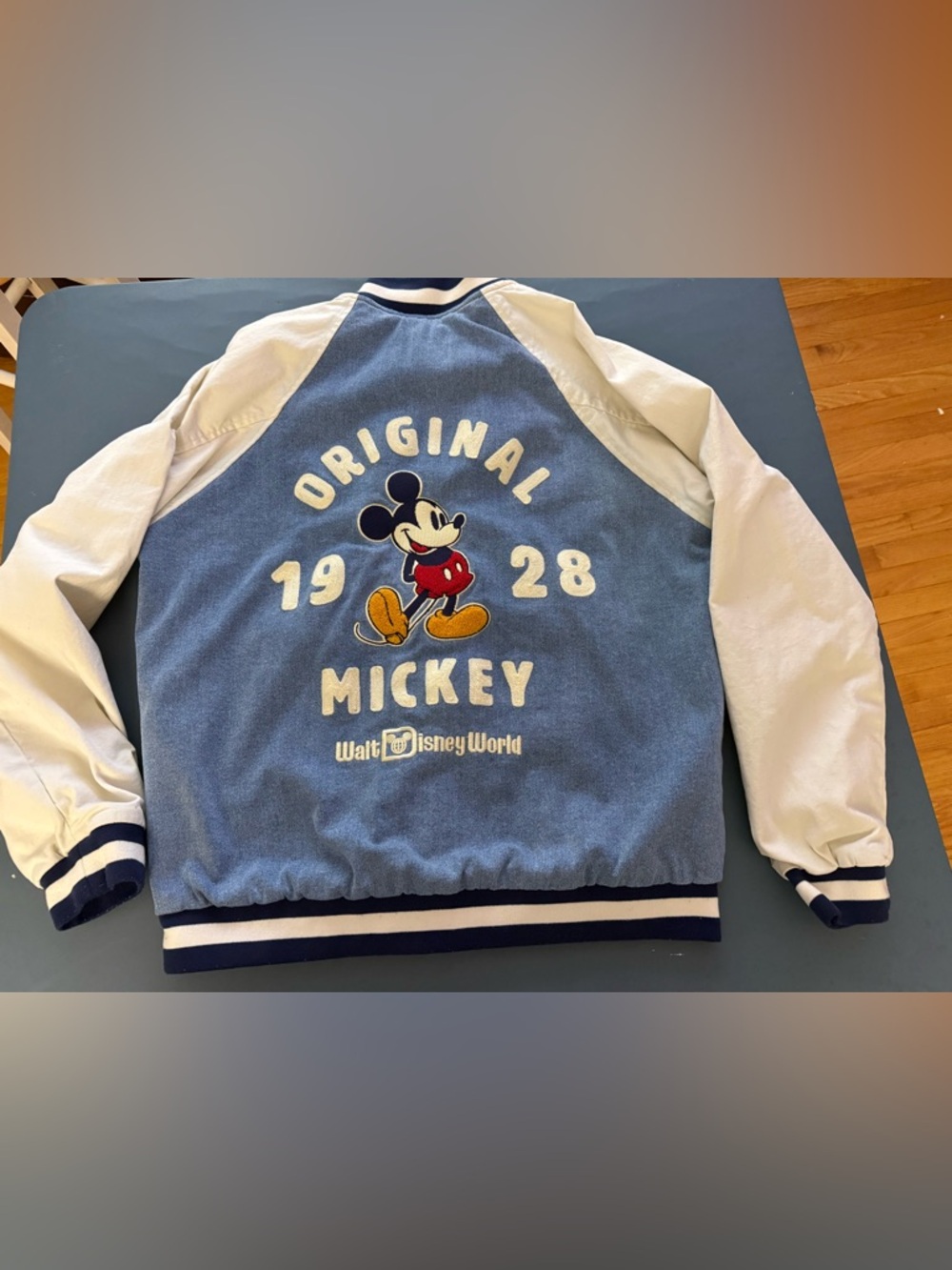 Disney Striped Collar Denim-Look Jacket in Navy, White & Red